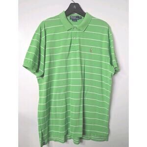 Polo Ralph Lauren Men’s Polo Shirt XL Green White Striped Pima Cotton